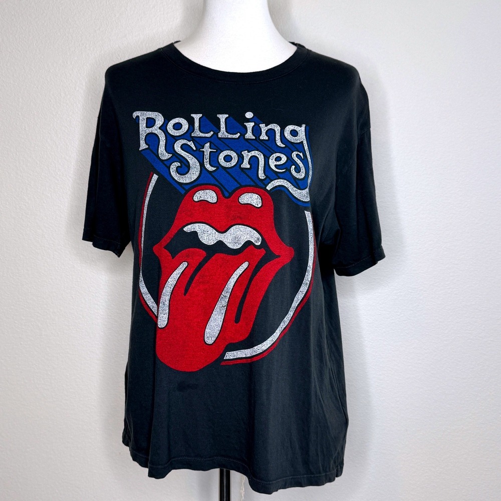 DAYDREAMER Free People Rolling Stones Tongue SM T-Shirt SS Cotton Modal